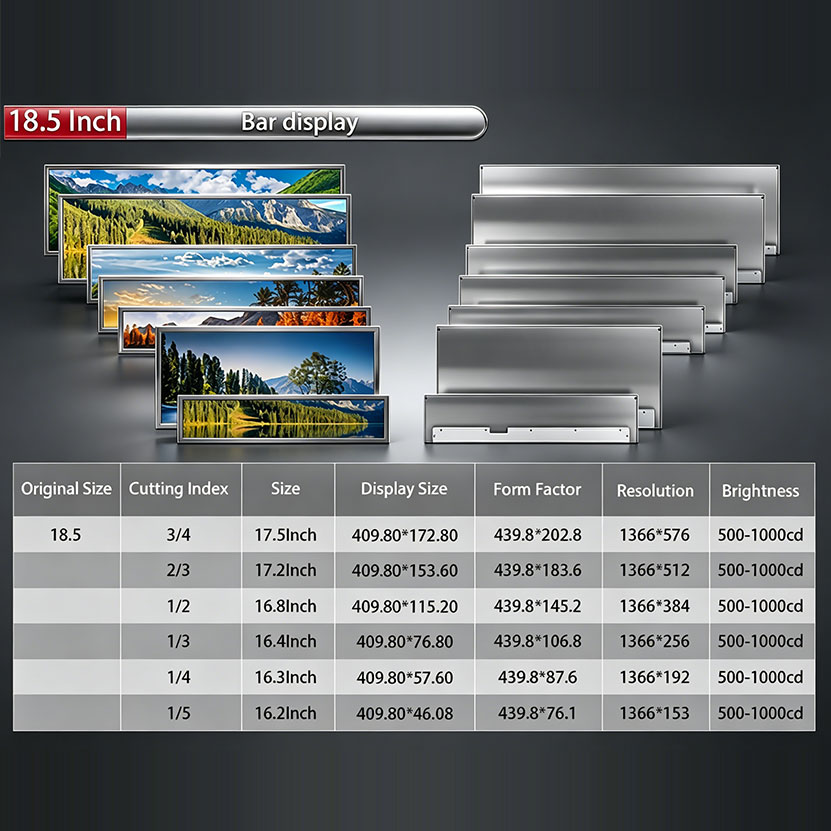 18.5 Inch Cuttable Bar LCD for Custom OEM Projects