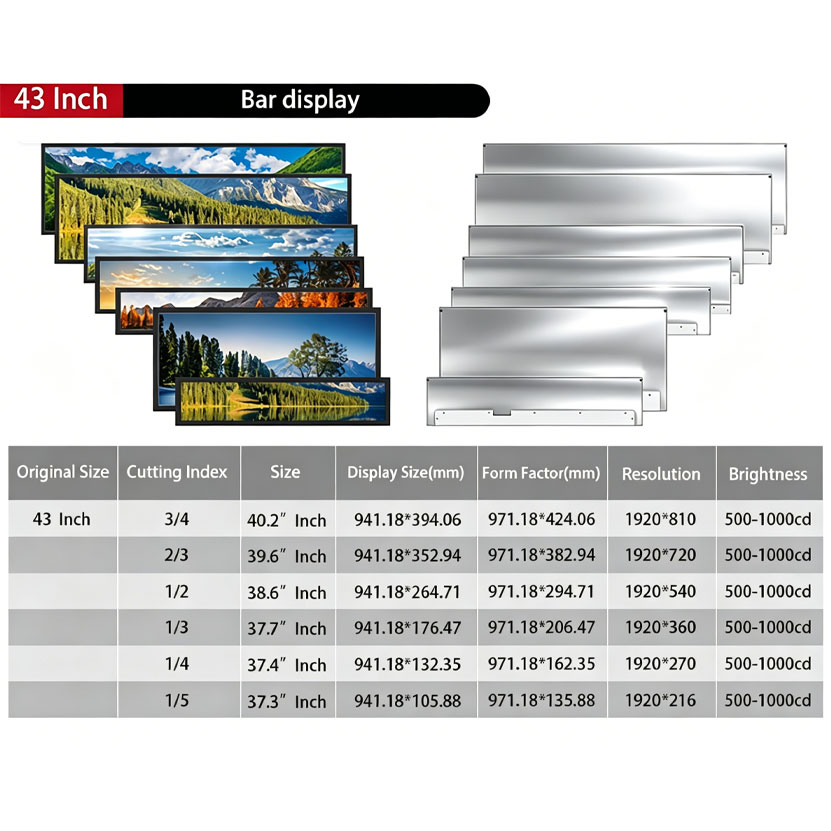 43 Inch Outdoor High Brightness Bar LCD for Digital Signage
