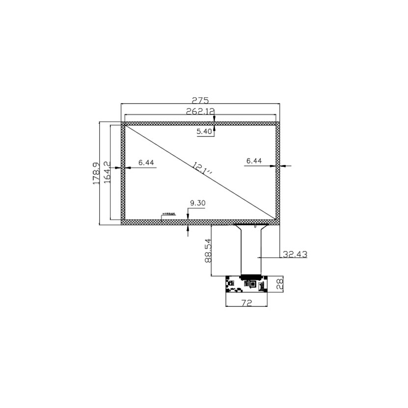 12.1 Inch Tempered Glass Touchscreen 16:10