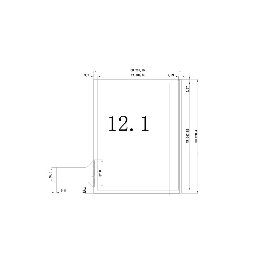12.1 Inch Tempered Glass Touchscreen 4:3