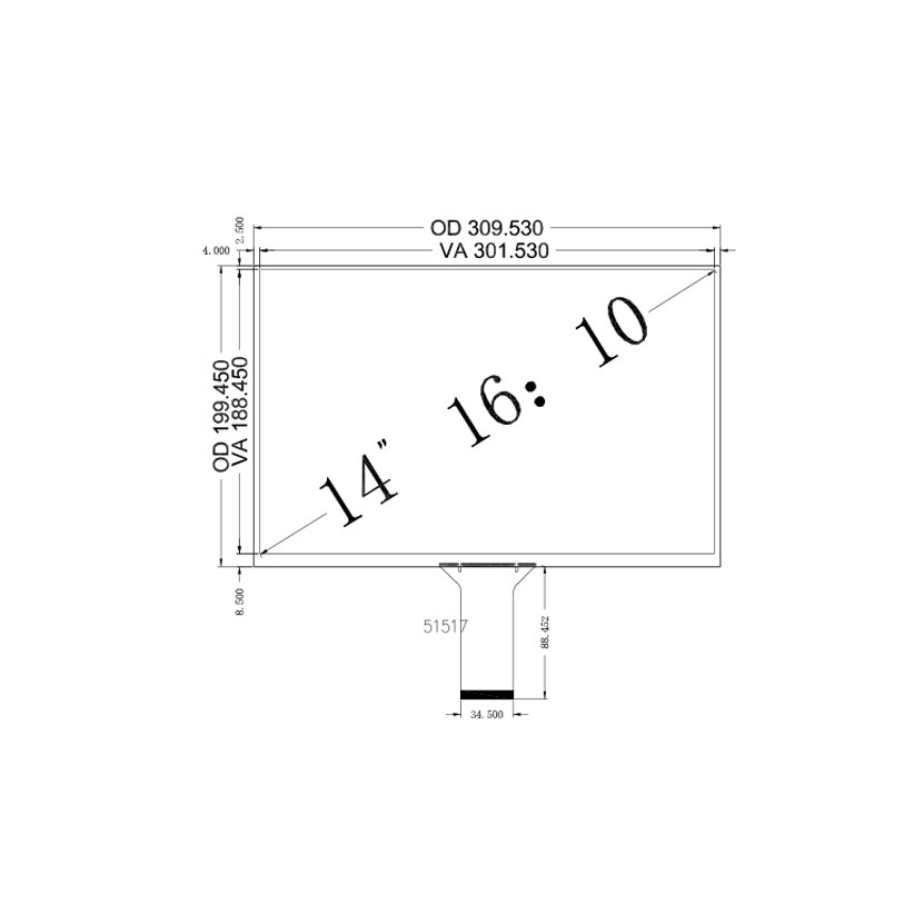 14 Inch Tempered Glass Touchscreen 16:10