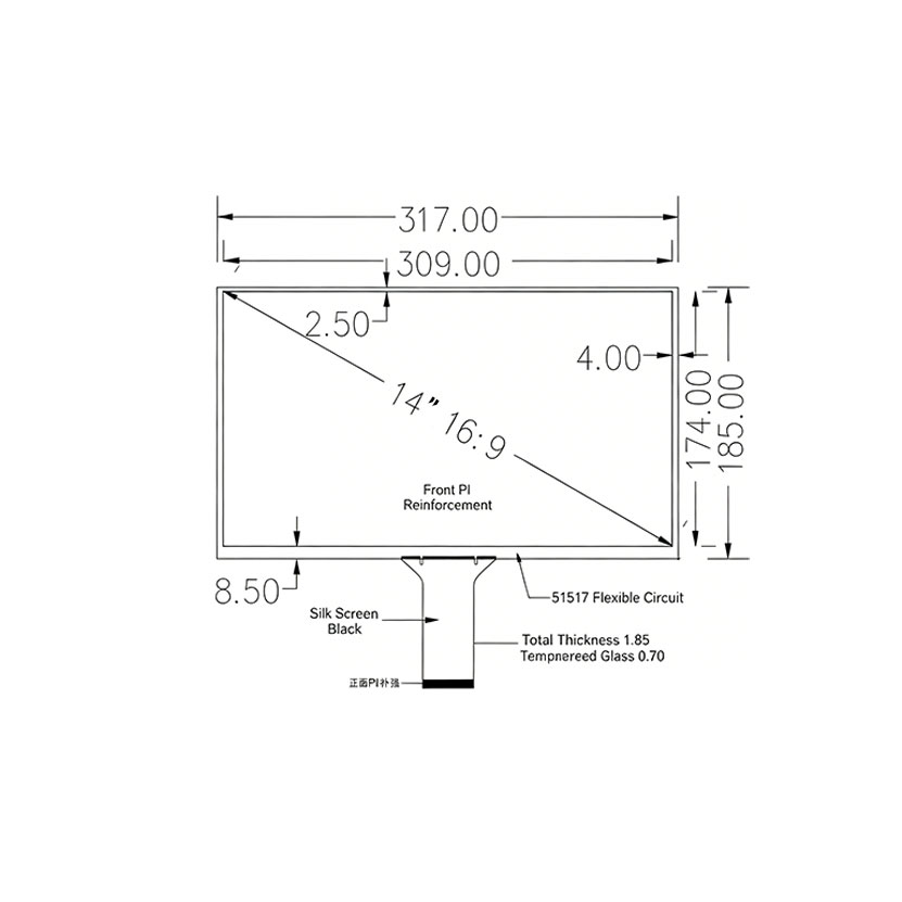 14 Inch Tempered Glass Touchscreen 16:9