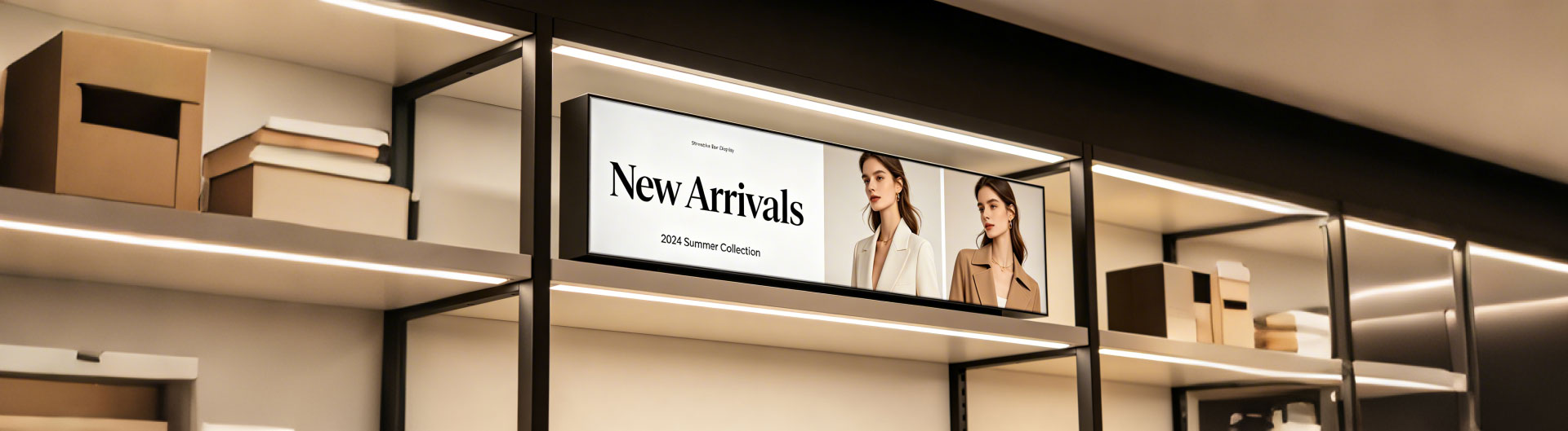 Stretched Bar Displays  for Retail Shelf Integration