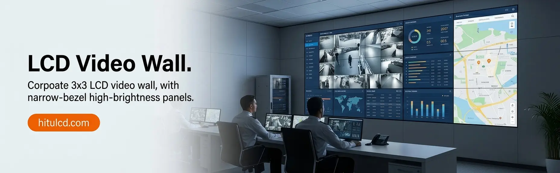 Narrow bezel high brightness LCD video wall for control room visualization